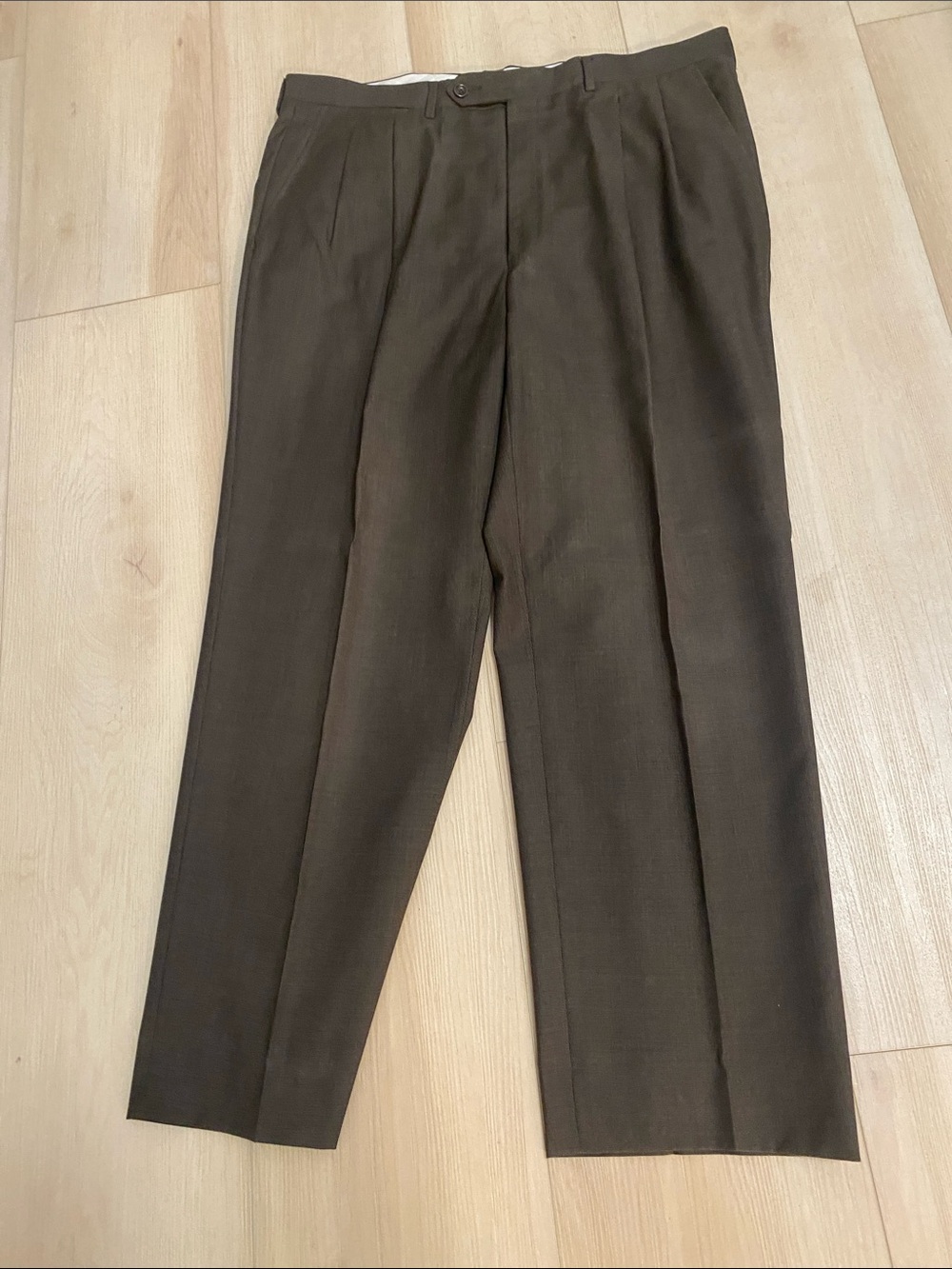 Canali Brown Wool Pleated Dress Pants